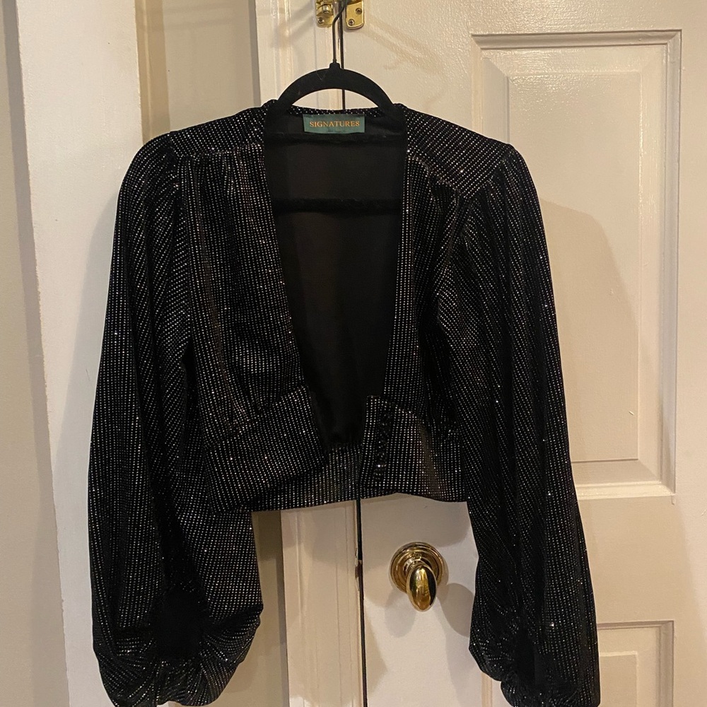 Glitter Perfect for New Years Black Signature8 Balloon Long Sleeve